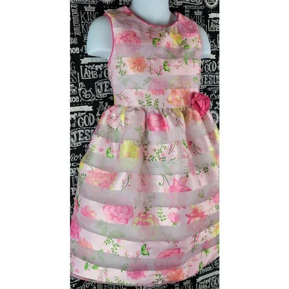 Wonder Nation Pink Floral Dress Size 5T - Picture 2 of 11